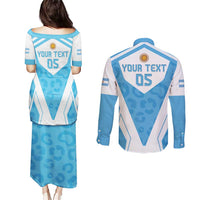Custom Argentina Rugby 2024 Couples Matching Puletasi and Long Sleeve Button Shirt Go Los Pumas Leopard Pattern LT05 - Wonder Print Shop