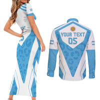 Custom Argentina Rugby 2024 Couples Matching Short Sleeve Bodycon Dress and Long Sleeve Button Shirt Go Los Pumas Leopard Pattern LT05 - Wonder Print Shop