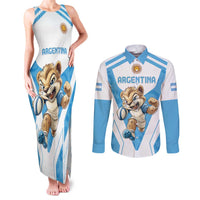 Custom Argentina Rugby 2024 Couples Matching Tank Maxi Dress and Long Sleeve Button Shirt Go Los Pumas Leopard Pattern LT05 - Wonder Print Shop