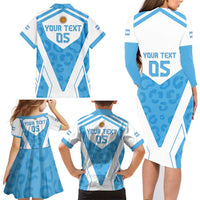 Custom Argentina Rugby 2024 Family Matching Long Sleeve Bodycon Dress and Hawaiian Shirt Go Los Pumas Leopard Pattern LT05 - Wonder Print Shop