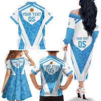 Custom Argentina Rugby 2024 Family Matching Off The Shoulder Long Sleeve Dress and Hawaiian Shirt Go Los Pumas Leopard Pattern LT05 - Wonder Print Shop