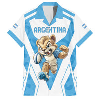 Custom Argentina Rugby 2024 Family Matching Off The Shoulder Long Sleeve Dress and Hawaiian Shirt Go Los Pumas Leopard Pattern LT05 - Wonder Print Shop