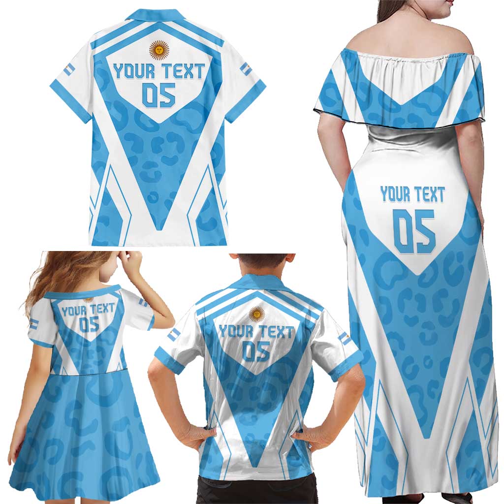 Custom Argentina Rugby 2024 Family Matching Off Shoulder Maxi Dress and Hawaiian Shirt Go Los Pumas Leopard Pattern LT05 - Wonder Print Shop