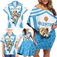 Custom Argentina Rugby 2024 Family Matching Off Shoulder Short Dress and Hawaiian Shirt Go Los Pumas Leopard Pattern LT05 - Wonder Print Shop