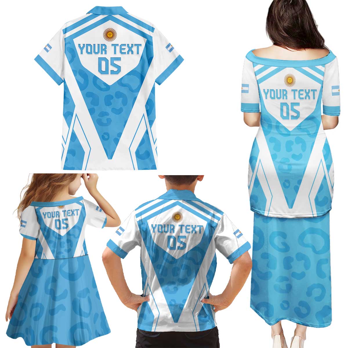 Custom Argentina Rugby 2024 Family Matching Puletasi and Hawaiian Shirt Go Los Pumas Leopard Pattern LT05 - Wonder Print Shop