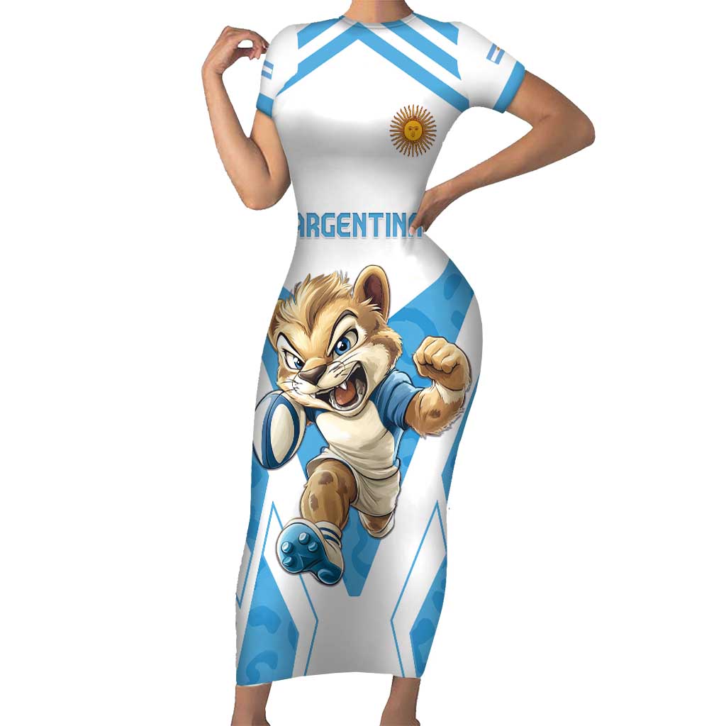 Custom Argentina Rugby 2024 Family Matching Short Sleeve Bodycon Dress and Hawaiian Shirt Go Los Pumas Leopard Pattern LT05 - Wonder Print Shop