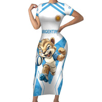 Custom Argentina Rugby 2024 Family Matching Short Sleeve Bodycon Dress and Hawaiian Shirt Go Los Pumas Leopard Pattern LT05 - Wonder Print Shop