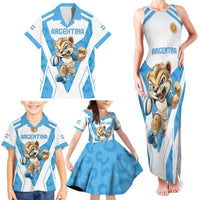 Custom Argentina Rugby 2024 Family Matching Tank Maxi Dress and Hawaiian Shirt Go Los Pumas Leopard Pattern LT05 - Wonder Print Shop