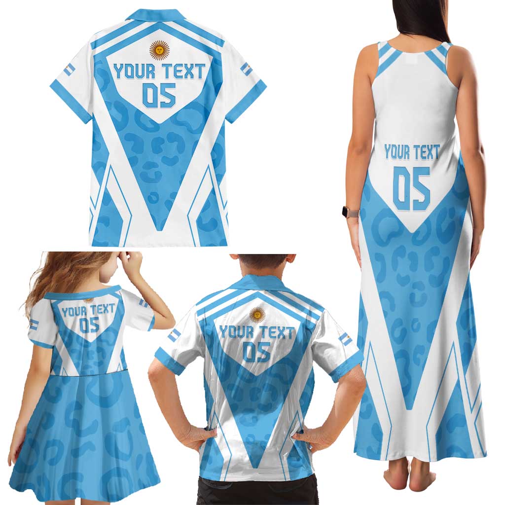 Custom Argentina Rugby 2024 Family Matching Tank Maxi Dress and Hawaiian Shirt Go Los Pumas Leopard Pattern LT05 - Wonder Print Shop