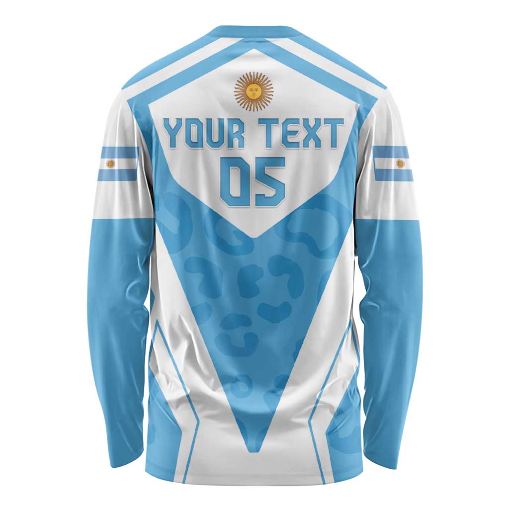 Custom Argentina Rugby 2024 Long Sleeve Shirt Go Los Pumas Leopard Pattern LT05 - Wonder Print Shop