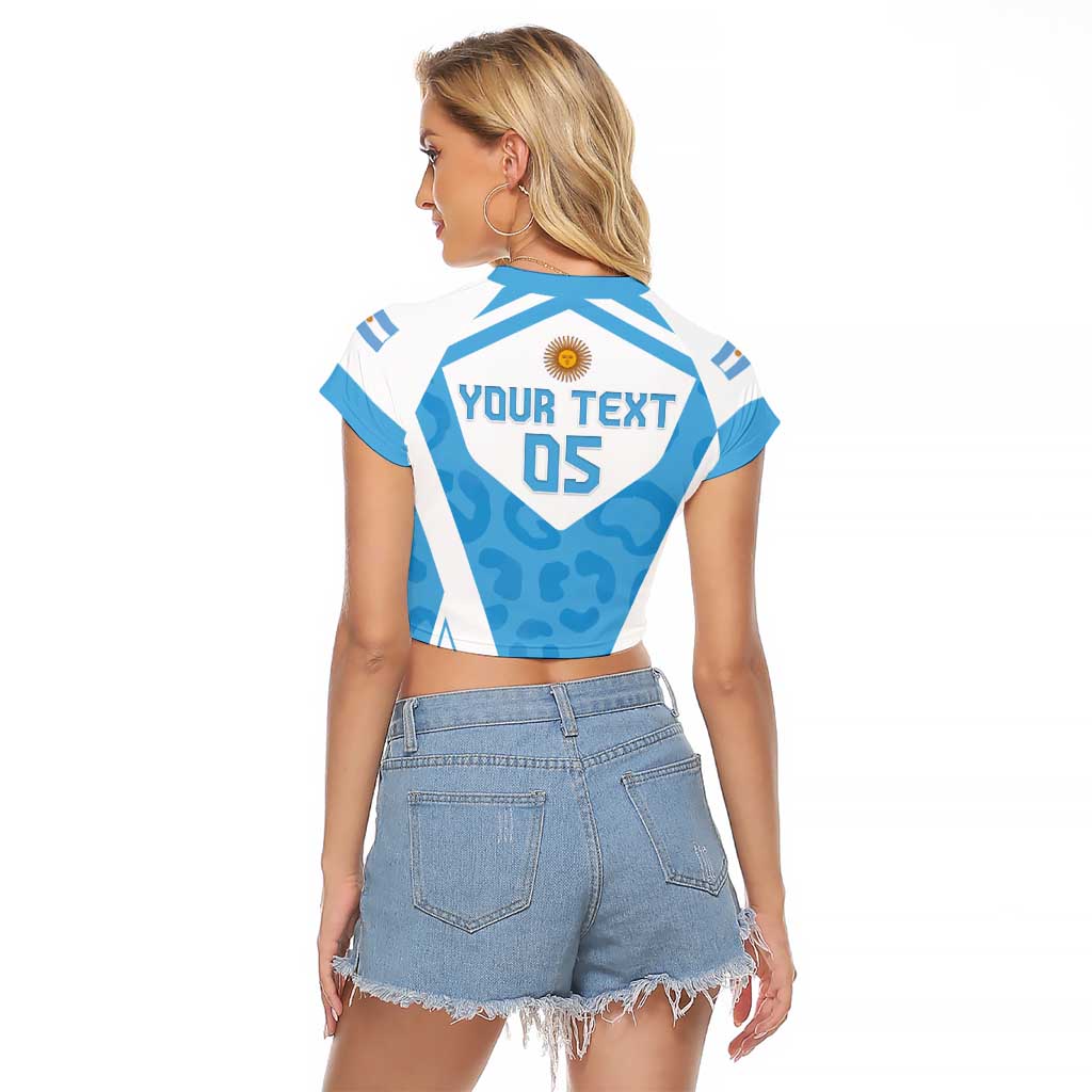 Custom Argentina Rugby 2024 Raglan Cropped T Shirt Go Los Pumas Leopard Pattern LT05 - Wonder Print Shop