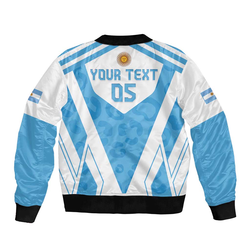 Custom Argentina Rugby 2024 Sleeve Zip Bomber Jacket Go Los Pumas Leopard Pattern LT05 - Wonder Print Shop