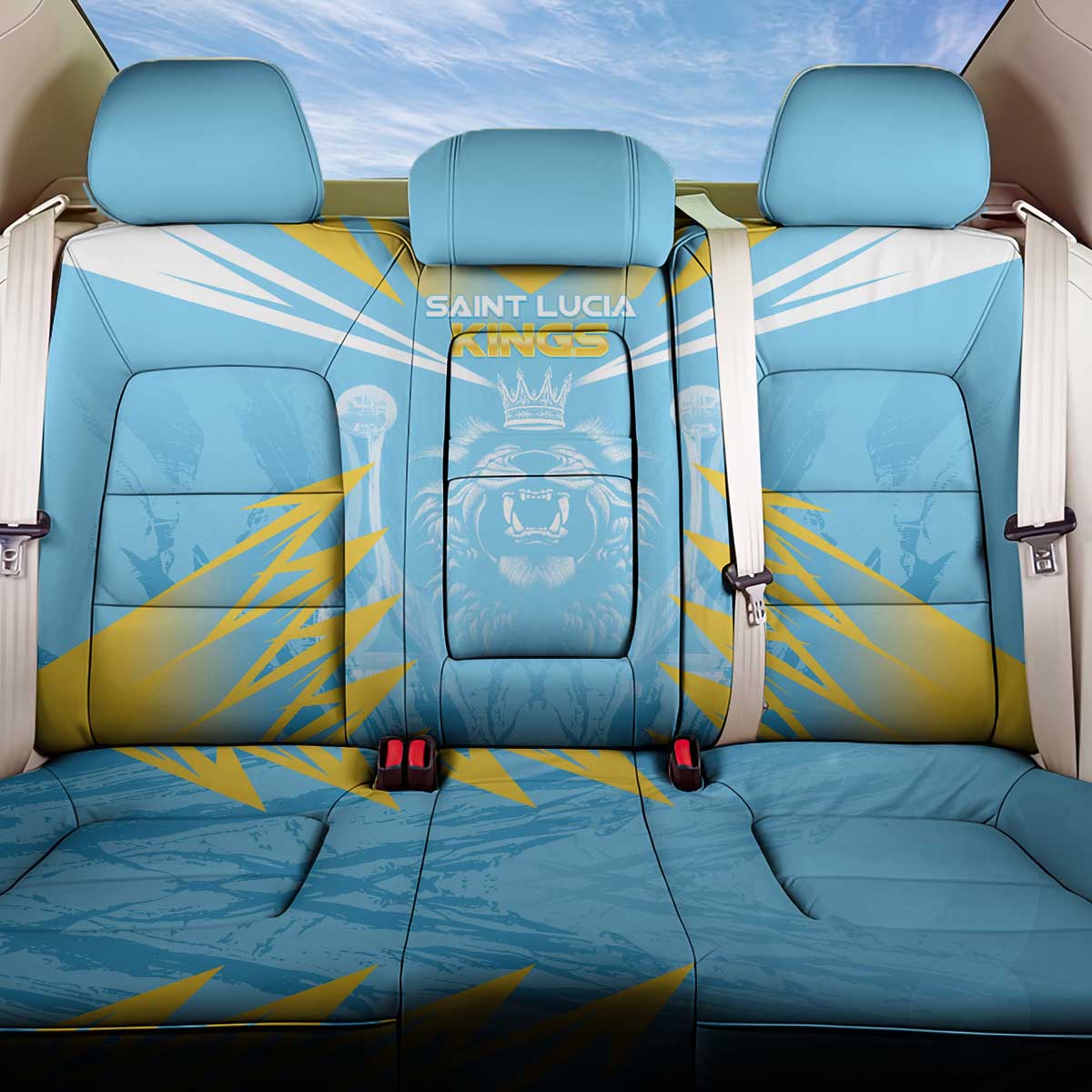 Kings Saint Lucia Cricket Back Car Seat Cover Rise To Victory - Wonder Print Shop