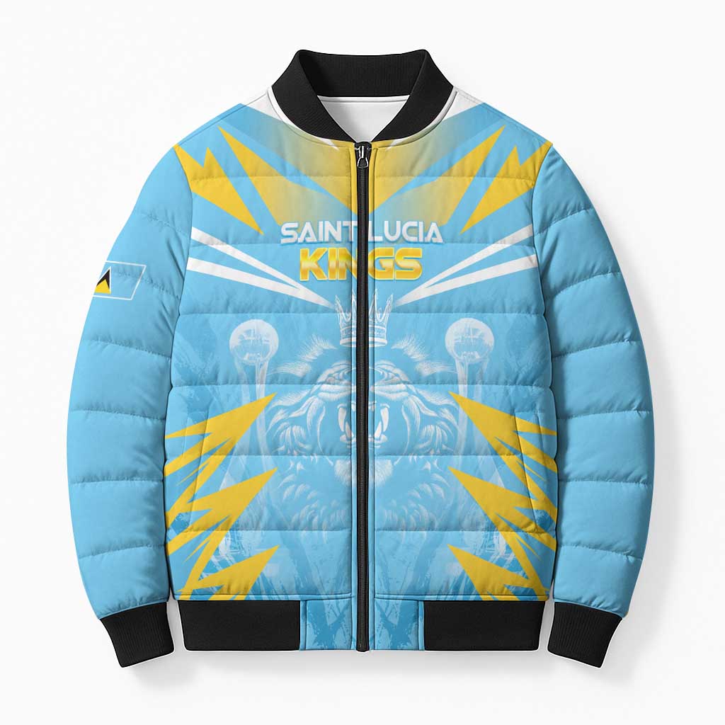 Custom Kings Saint Lucia Cricket Bomber Puffer Jacket Rise To Victory - Wonder Print Shop