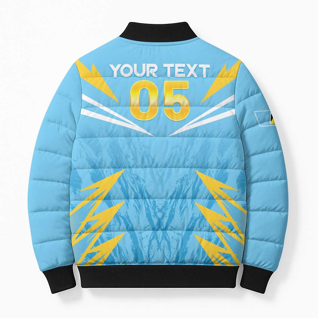 Custom Kings Saint Lucia Cricket Bomber Puffer Jacket Rise To Victory - Wonder Print Shop
