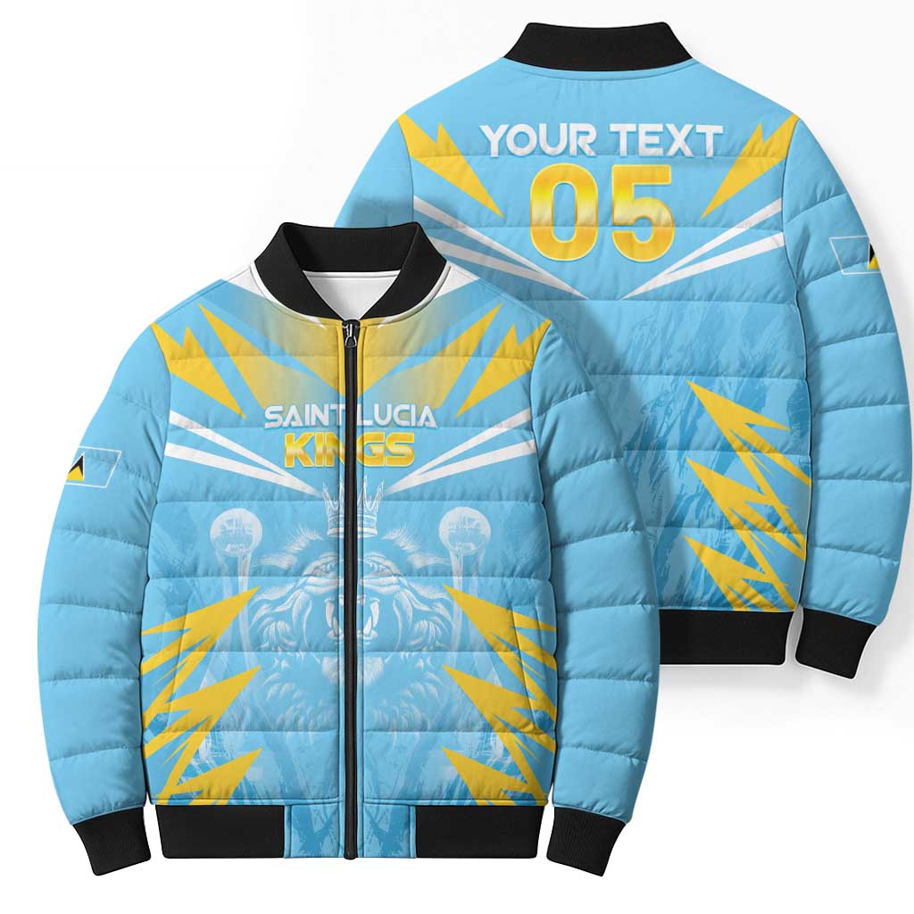 Custom Kings Saint Lucia Cricket Bomber Puffer Jacket Rise To Victory - Wonder Print Shop