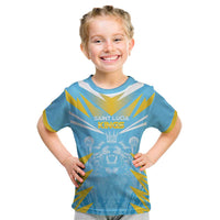 Custom Kings Saint Lucia Cricket Kid T Shirt Rise To Victory - Wonder Print Shop