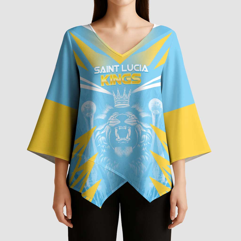 Custom Kings Saint Lucia Cricket Kimono Sleeve Blouse Rise To Victory - Wonder Print Shop