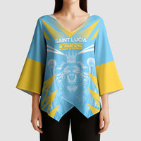Custom Kings Saint Lucia Cricket Kimono Sleeve Blouse Rise To Victory - Wonder Print Shop