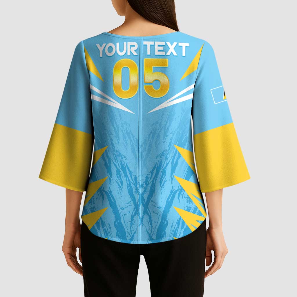 Custom Kings Saint Lucia Cricket Kimono Sleeve Blouse Rise To Victory - Wonder Print Shop