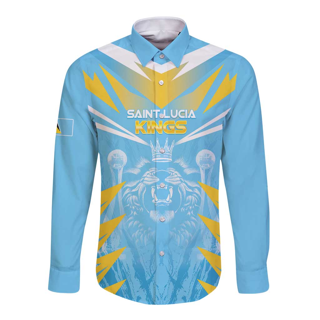 Custom Kings Saint Lucia Cricket Long Sleeve Button Shirt Rise To Victory - Wonder Print Shop