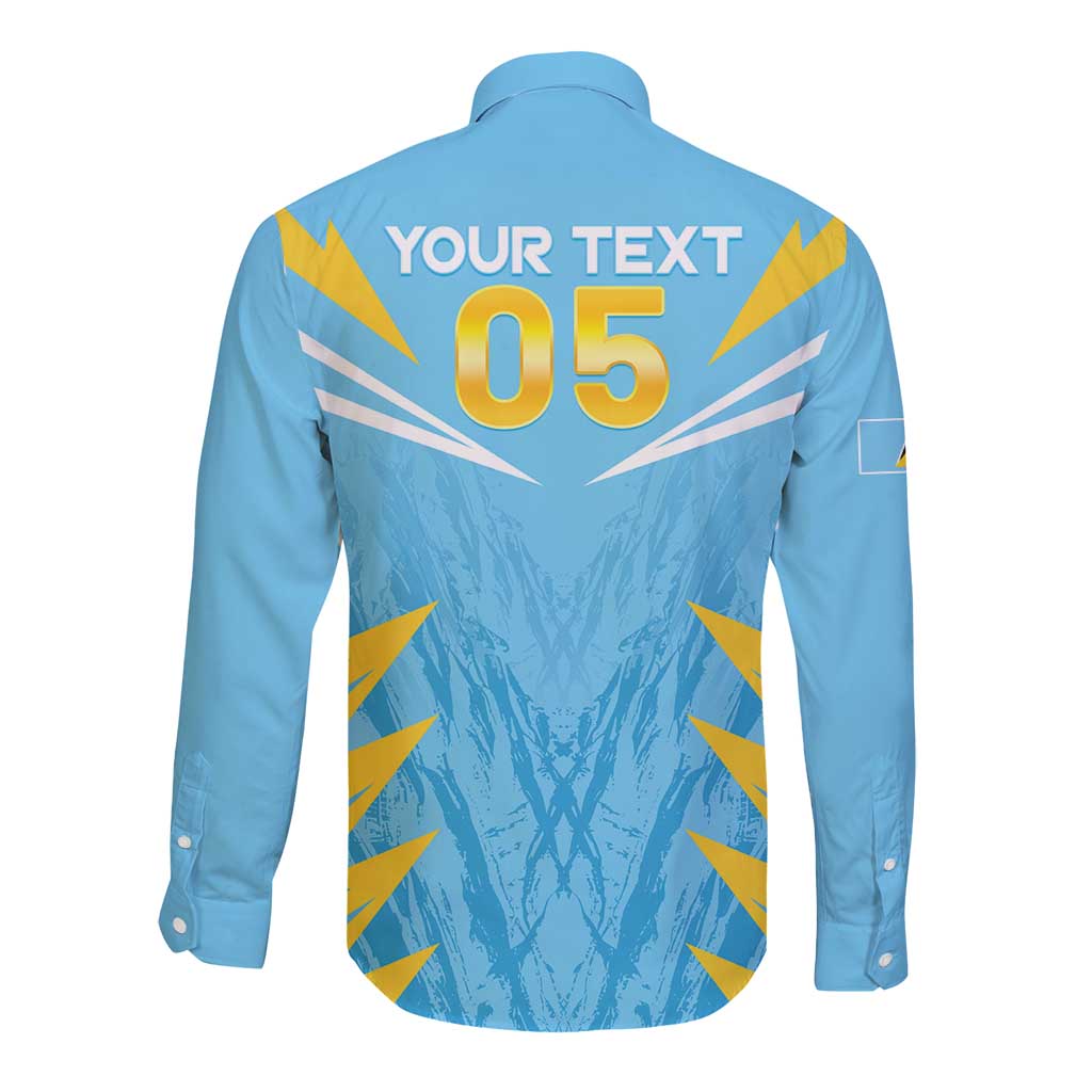 Custom Kings Saint Lucia Cricket Long Sleeve Button Shirt Rise To Victory - Wonder Print Shop
