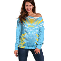 Custom Kings Saint Lucia Cricket Off Shoulder Sweater Rise To Victory - Wonder Print Shop