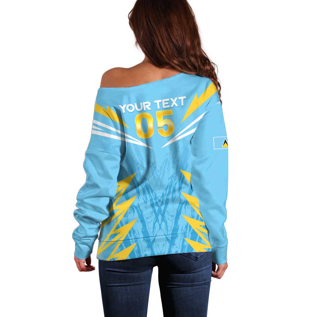 Custom Kings Saint Lucia Cricket Off Shoulder Sweater Rise To Victory - Wonder Print Shop