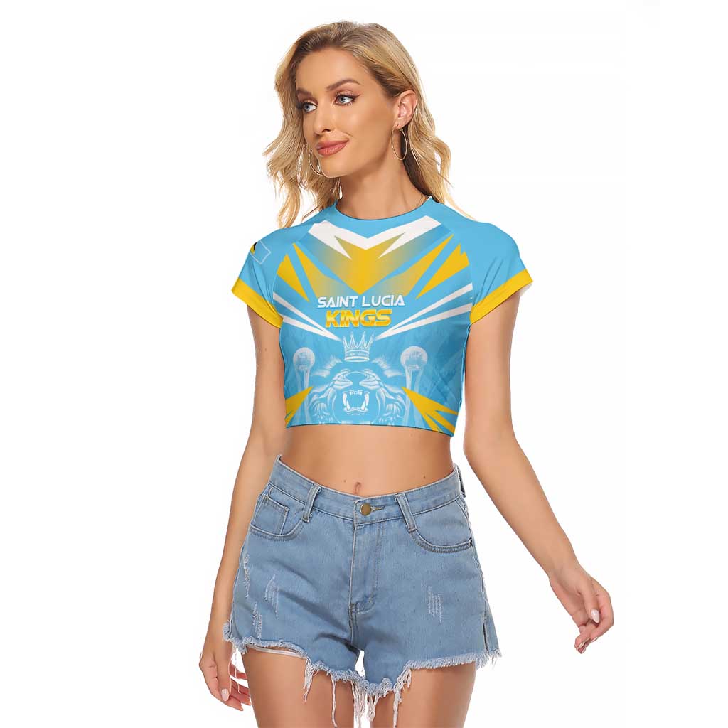 Custom Kings Saint Lucia Cricket Raglan Cropped T Shirt Rise To Victory - Wonder Print Shop