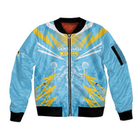 Custom Kings Saint Lucia Cricket Sleeve Zip Bomber Jacket Rise To Victory - Wonder Print Shop