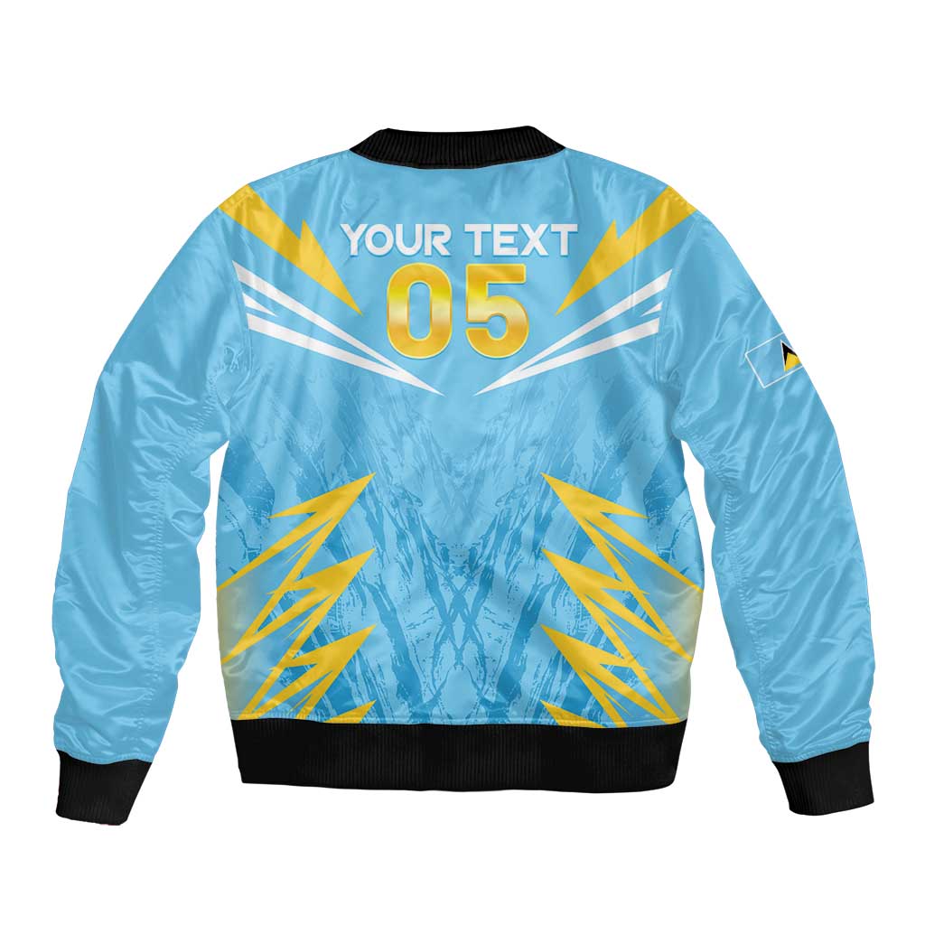 Custom Kings Saint Lucia Cricket Sleeve Zip Bomber Jacket Rise To Victory - Wonder Print Shop