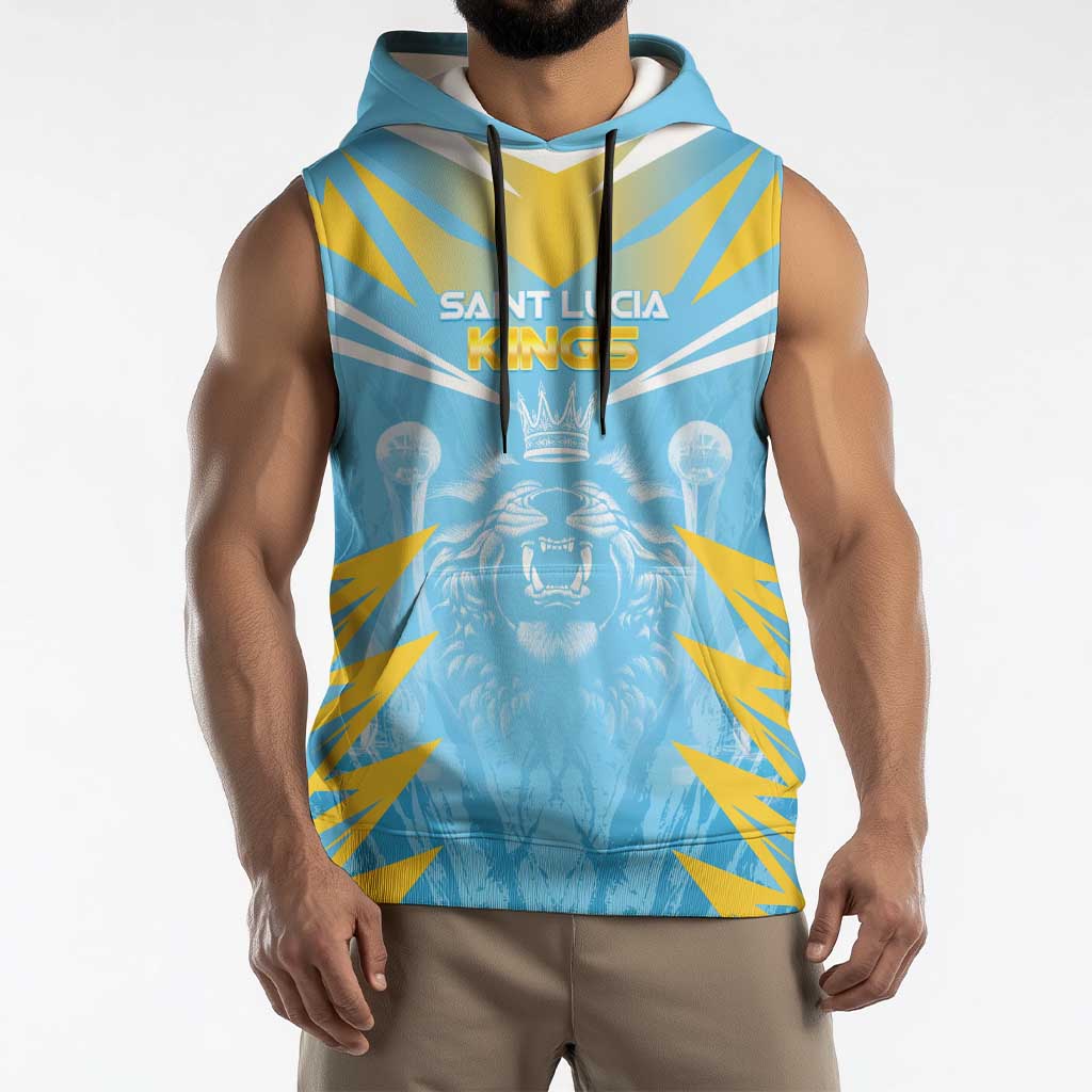 Custom Kings Saint Lucia Cricket Sleeveless Hoodie Rise To Victory - Wonder Print Shop