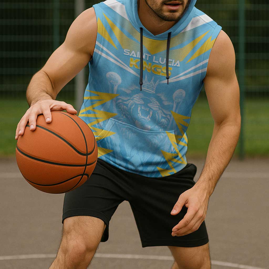 Custom Kings Saint Lucia Cricket Sleeveless Hoodie Rise To Victory - Wonder Print Shop