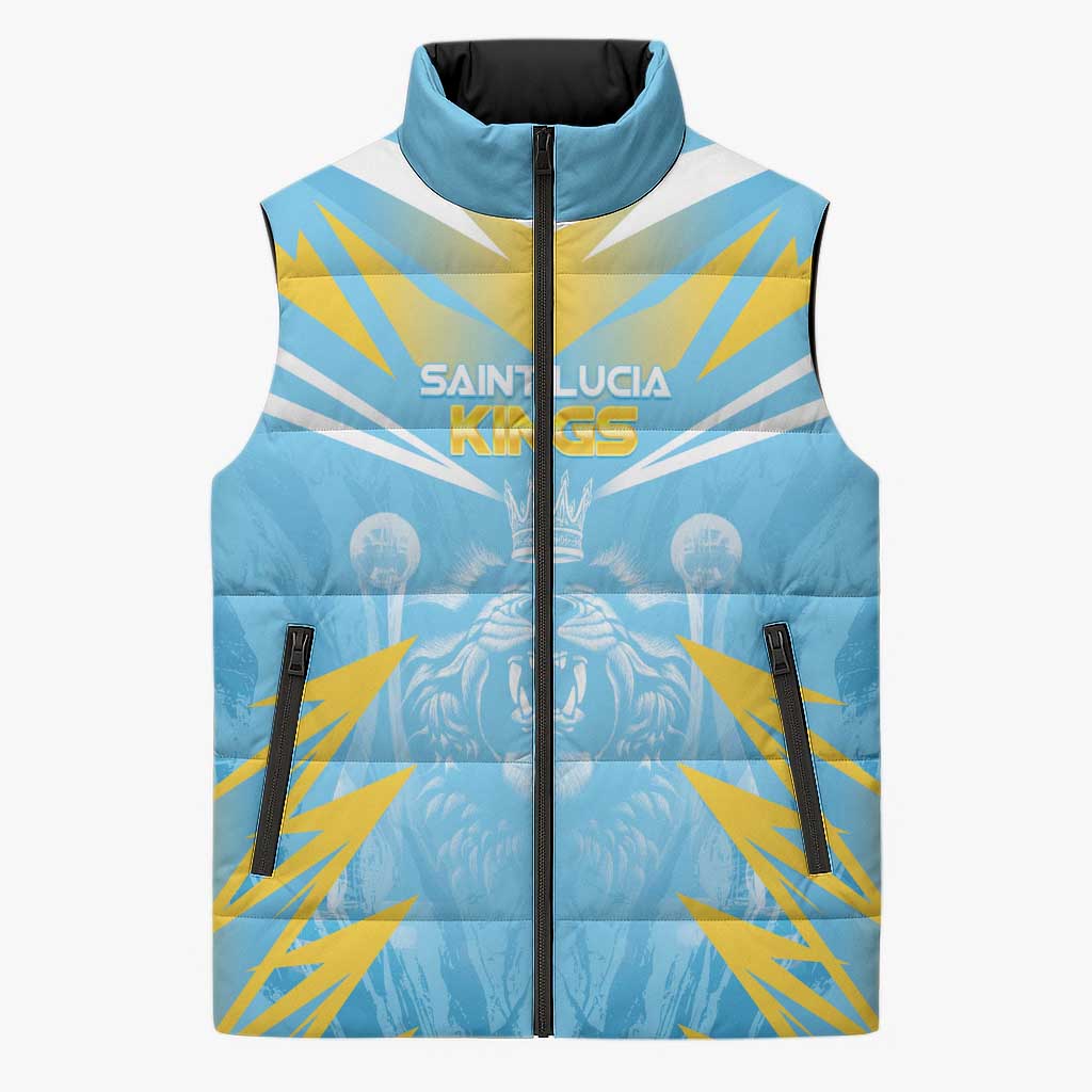 Custom Kings Saint Lucia Cricket Sleeveless Puffer Jacket Rise To Victory - Wonder Print Shop