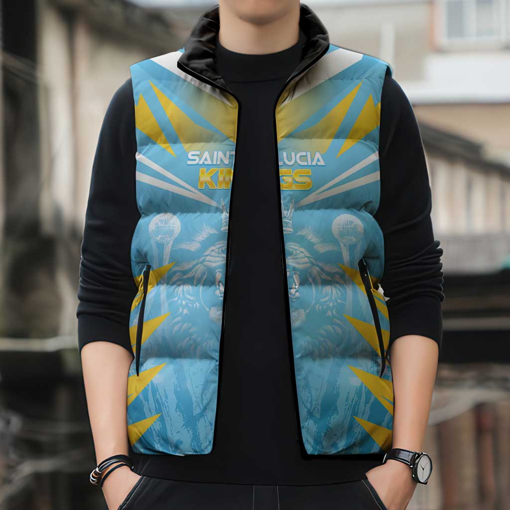 Custom Kings Saint Lucia Cricket Sleeveless Puffer Jacket Rise To Victory - Wonder Print Shop