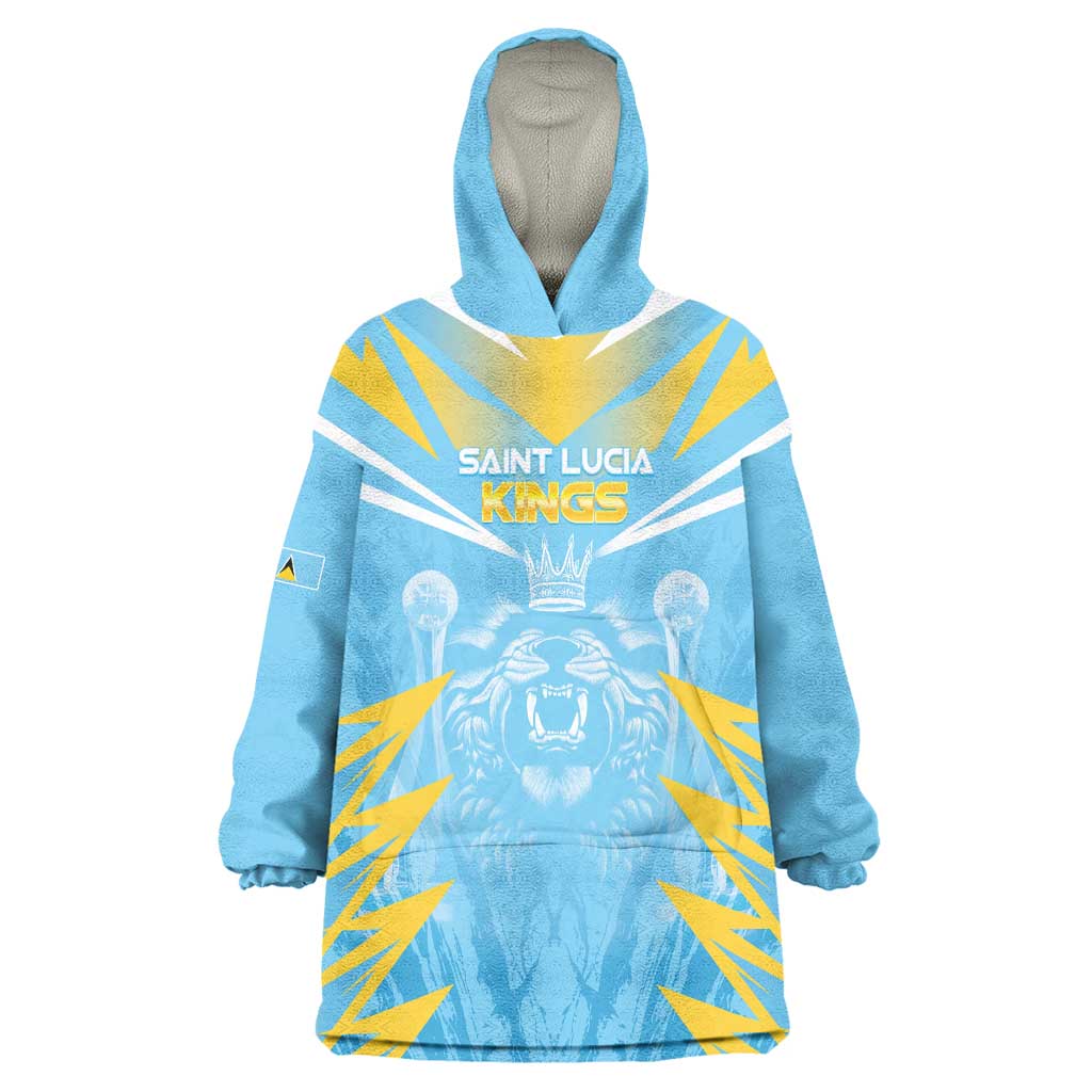 Custom Kings Saint Lucia Cricket Wearable Blanket Hoodie Rise To Victory - Wonder Print Shop
