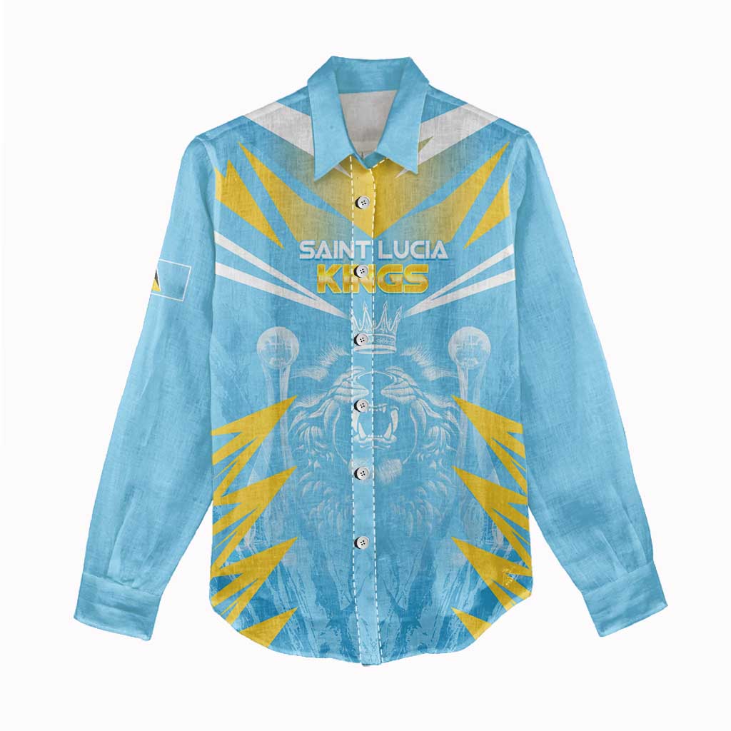 Custom Kings Saint Lucia Cricket Women Casual Shirt Rise To Victory - Wonder Print Shop
