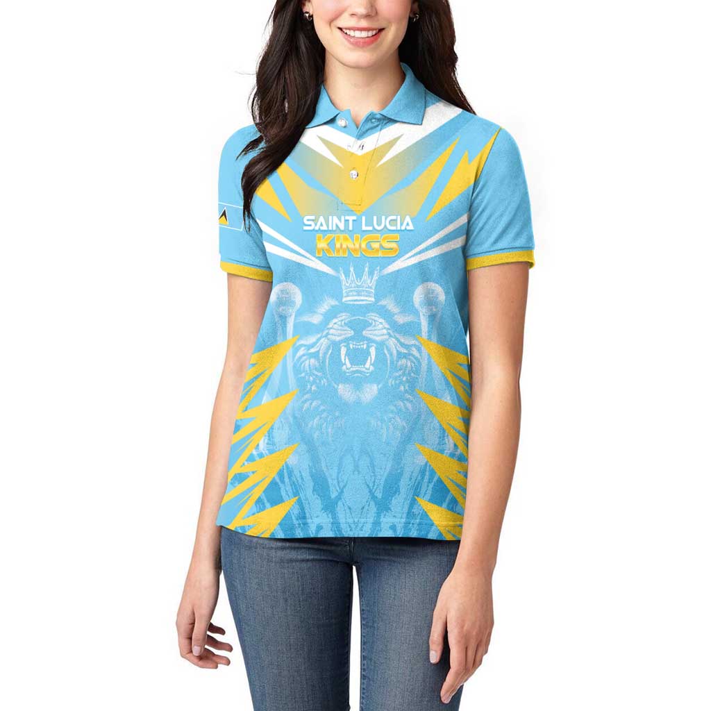 Custom Kings Saint Lucia Cricket Women Polo Shirt Rise To Victory - Wonder Print Shop