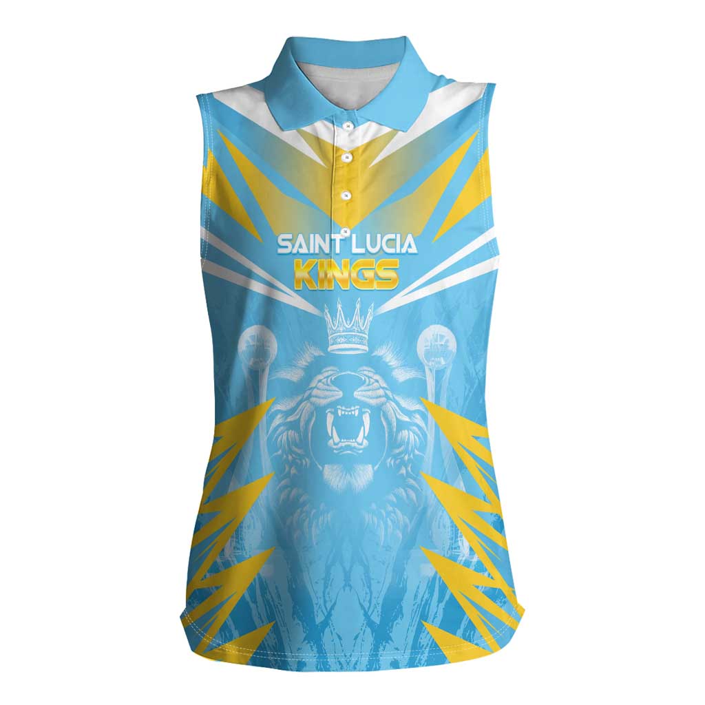 Custom Kings Saint Lucia Cricket Women Sleeveless Polo Shirt Rise To Victory - Wonder Print Shop