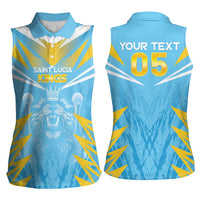 Custom Kings Saint Lucia Cricket Women Sleeveless Polo Shirt Rise To Victory - Wonder Print Shop