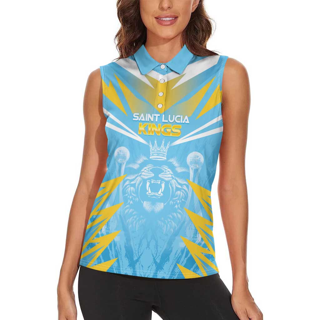 Custom Kings Saint Lucia Cricket Women Sleeveless Polo Shirt Rise To Victory - Wonder Print Shop