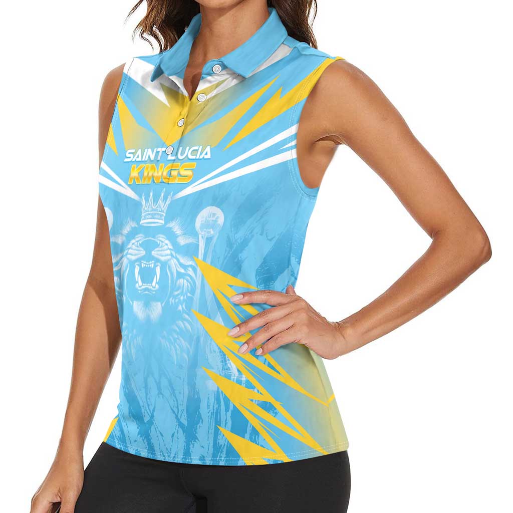Custom Kings Saint Lucia Cricket Women Sleeveless Polo Shirt Rise To Victory - Wonder Print Shop