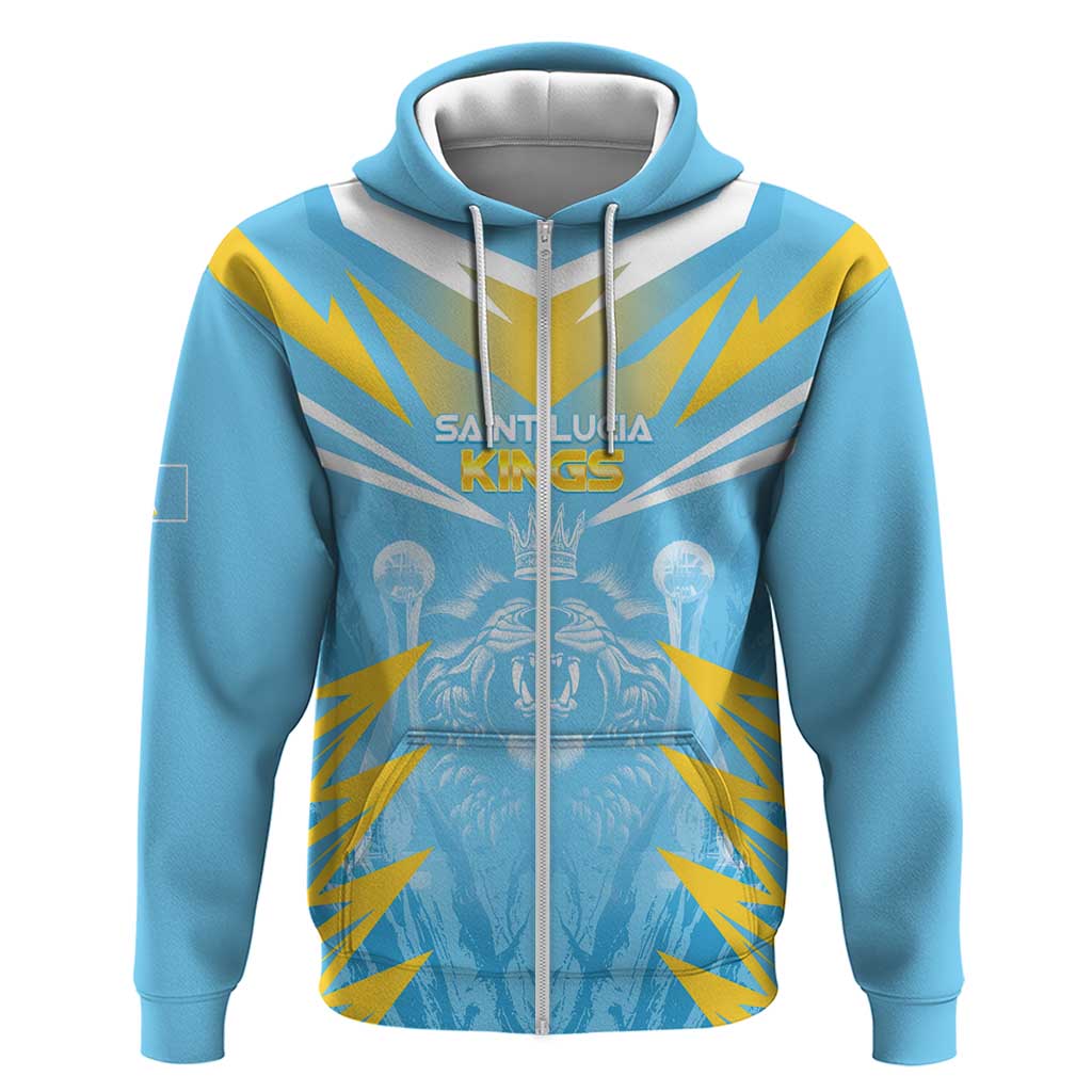 Custom Kings Saint Lucia Cricket Zip Hoodie Rise To Victory - Wonder Print Shop
