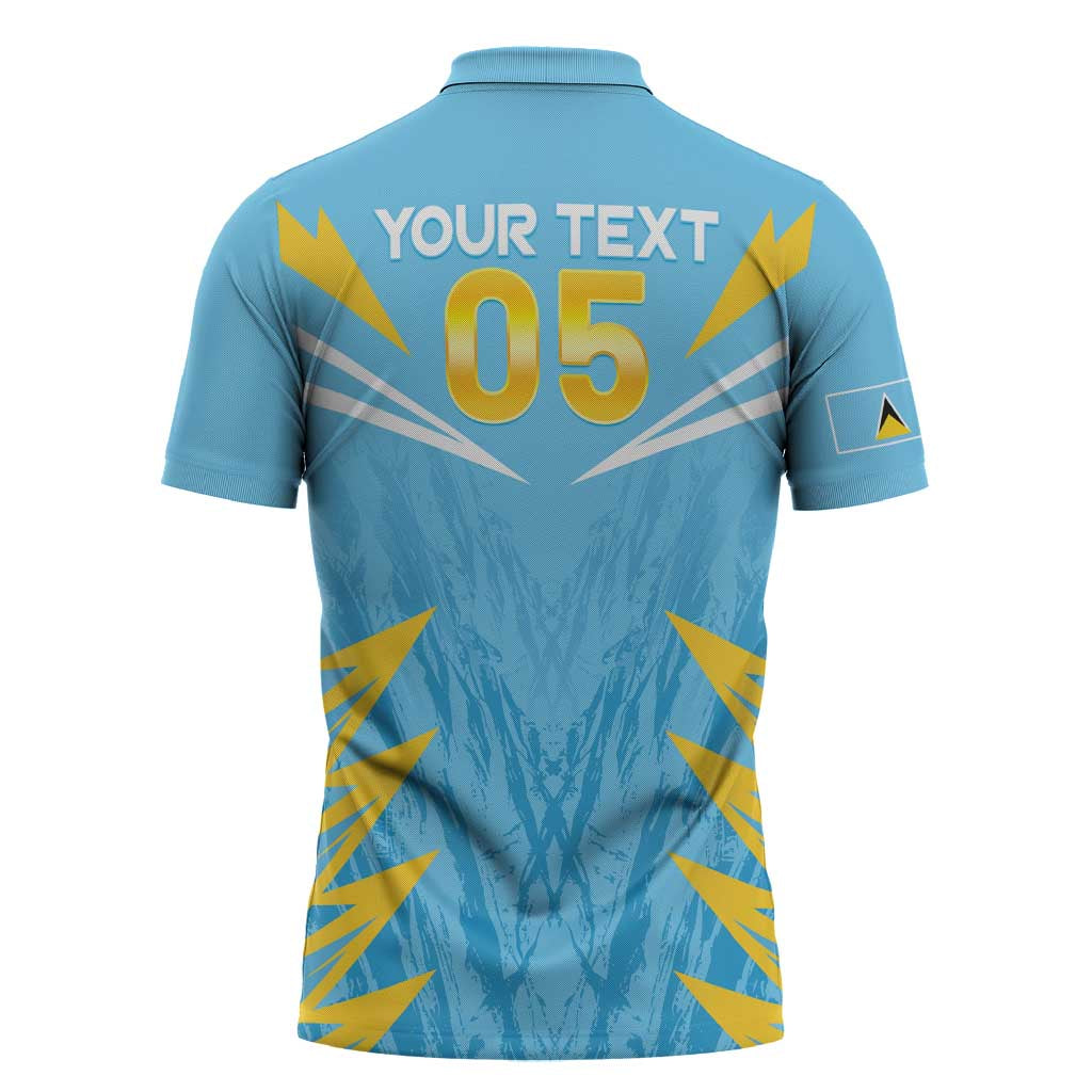 Custom Kings Saint Lucia Cricket Zipper Polo Shirt Rise To Victory - Wonder Print Shop