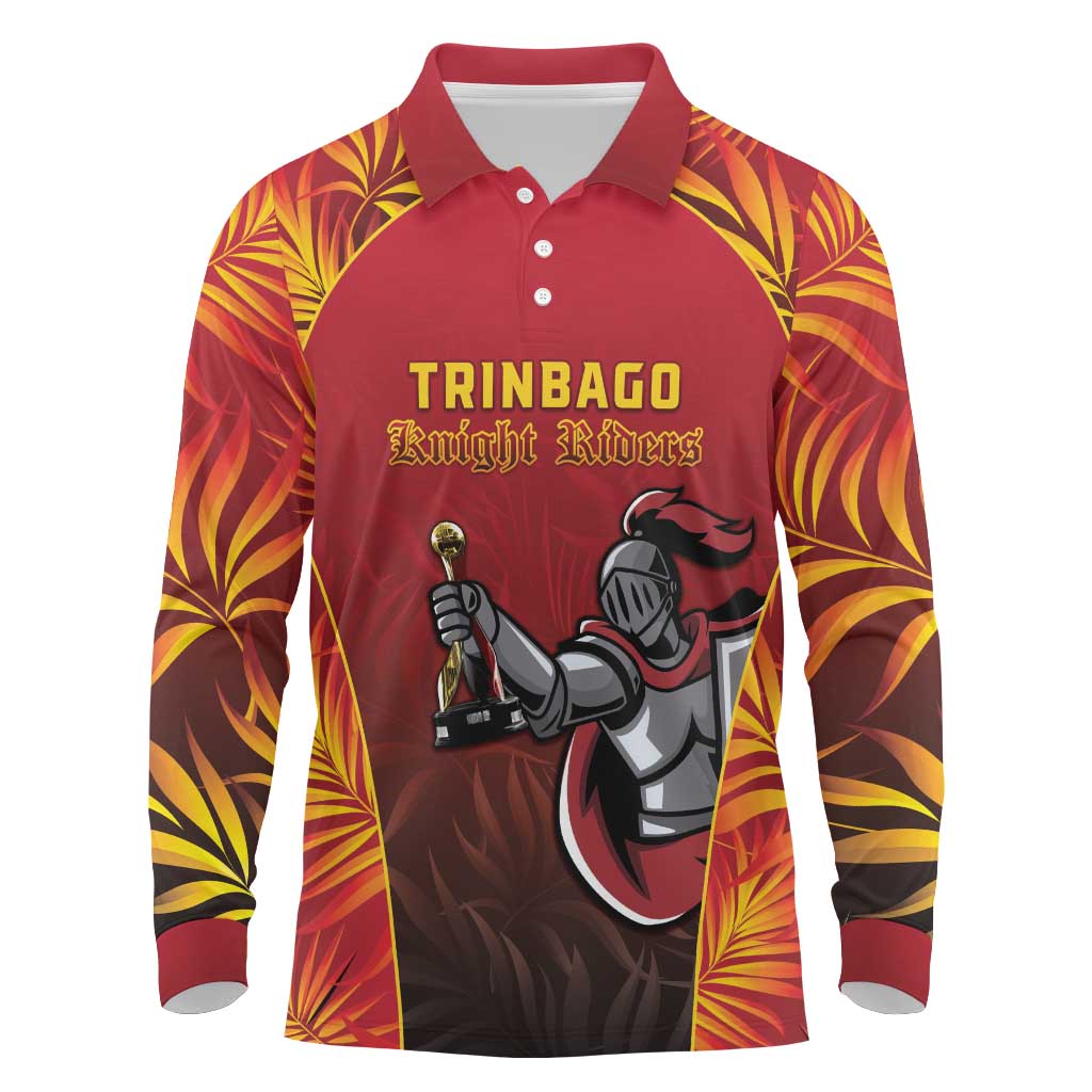 Custom Trinbago Cricket Knight Riders Long Sleeve Polo Shirt Go Champs - Wonder Print Shop