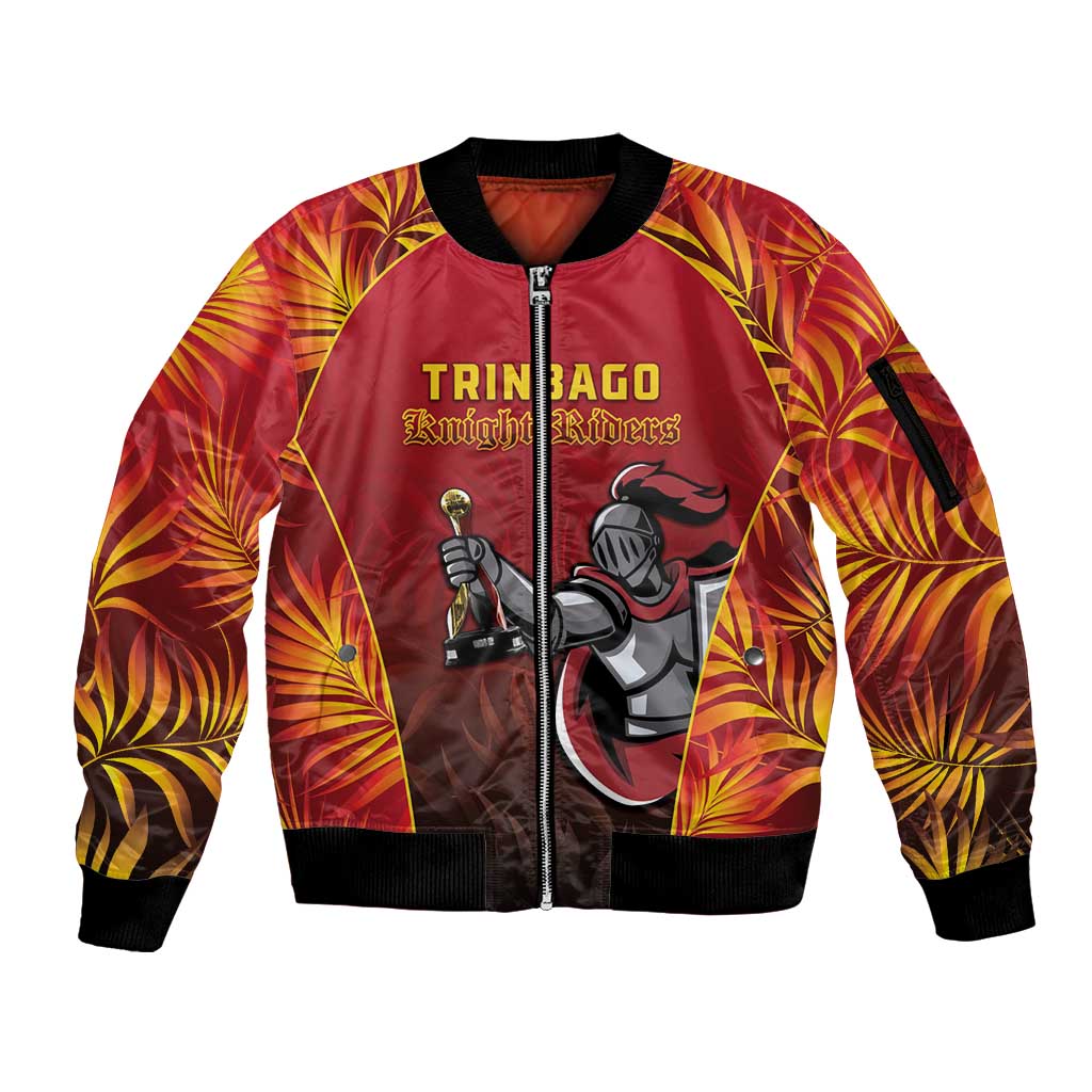 Custom Trinbago Cricket Knight Riders Sleeve Zip Bomber Jacket Go Champs - Wonder Print Shop