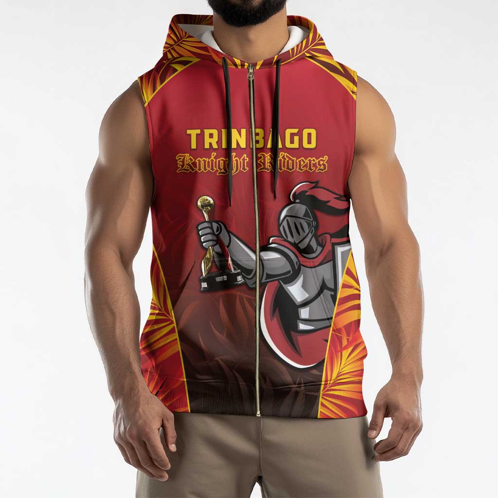 Custom Trinbago Cricket Knight Riders Sleeveless Zip Hoodie Go Champs - Wonder Print Shop