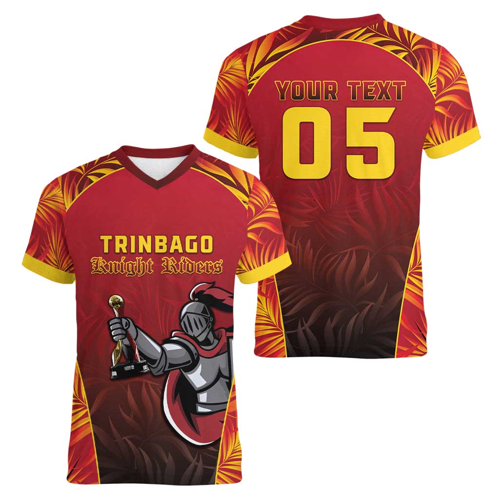 Custom Trinbago Cricket Knight Riders Women V-Neck T-Shirt Go Champs - Wonder Print Shop