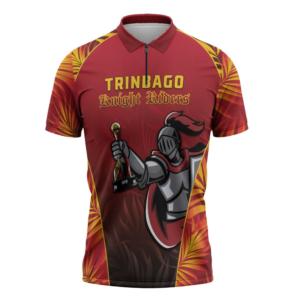 Custom Trinbago Cricket Knight Riders Zipper Polo Shirt Go Champs - Wonder Print Shop