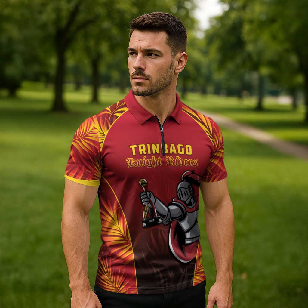 Custom Trinbago Cricket Knight Riders Zipper Polo Shirt Go Champs - Wonder Print Shop